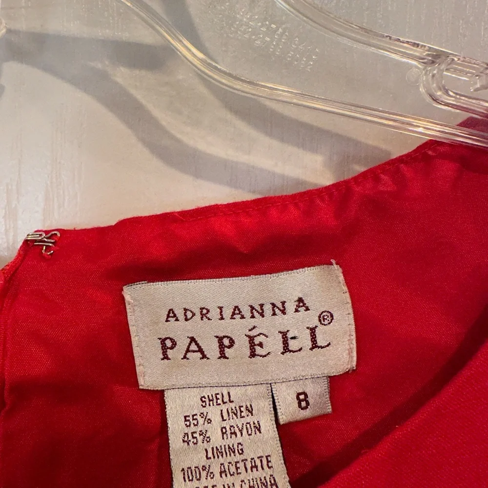 Adrianna Papel women’s red linen blend sleeveless dress. Size 8 - Picture 2 of 6